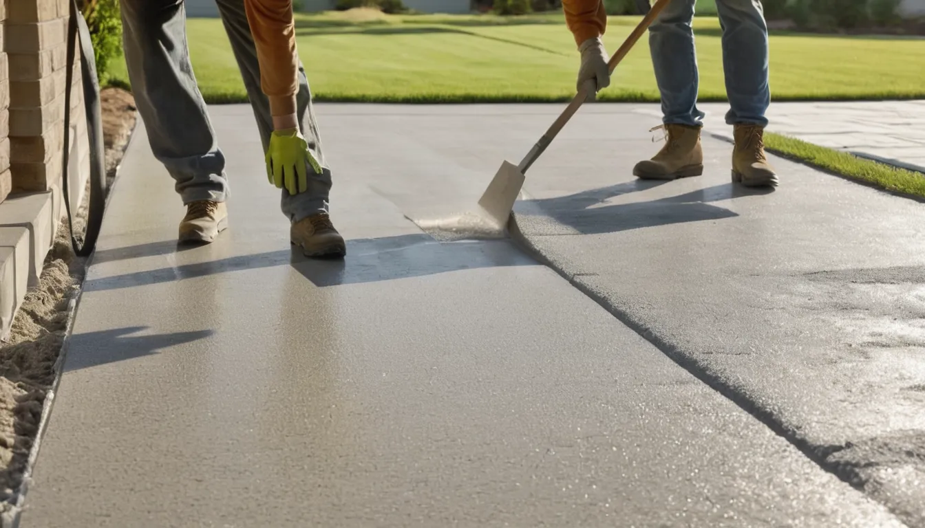 Freshly poured concrete driveway in front of a ranch-style home in St. Paul